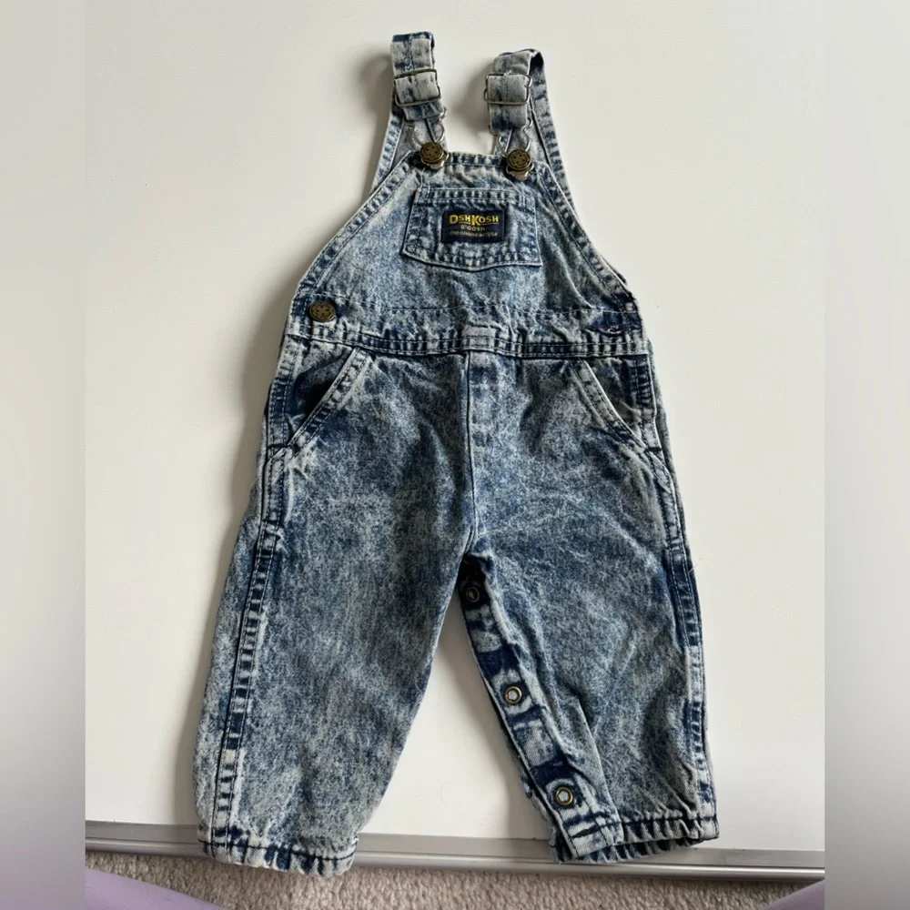 Vintage OshKosh B'gosh Stonewashed Denim Overalls for Kids
